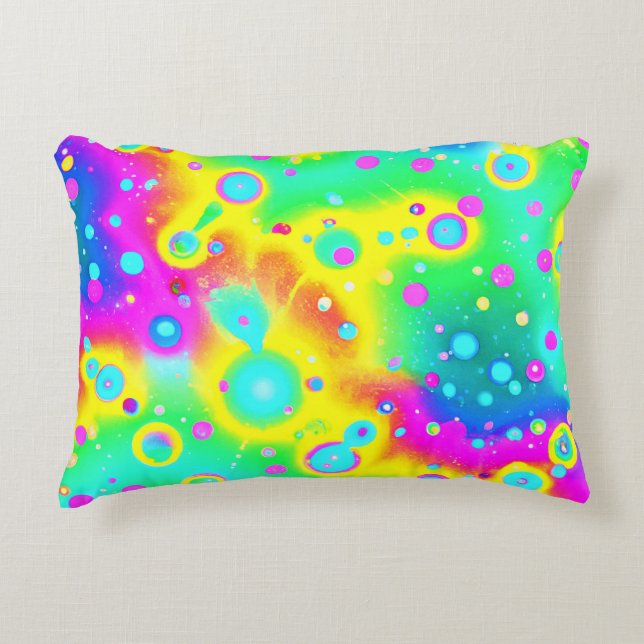 Vibrant Neon Blaze Pattern Decorative Cushion (Front)