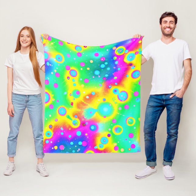 Vibrant Neon Blaze Pattern Fleece Blanket (In Situ)