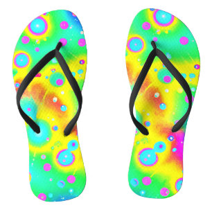 Vibrant Neon Blaze Pattern Jandals