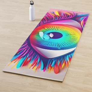 Vibrant Neon Eye Abstract Artwork Yoga Mat