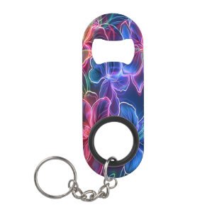 Vibrant Neon Floral Pattern in Dark Background