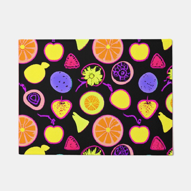 Vibrant Neon Fruits Artistry Doormat (Front)