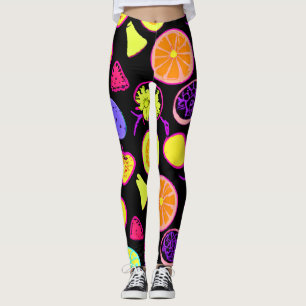 Vibrant Neon Fruits Artistry Leggings
