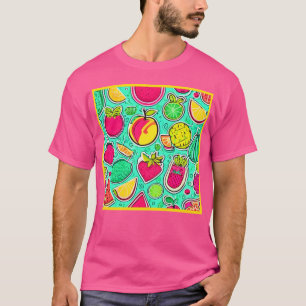 Vibrant Neon Fruits Orchard Art T-Shirt