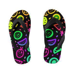Vibrant Neon Fruits Pattern Art Kid's Jandals
