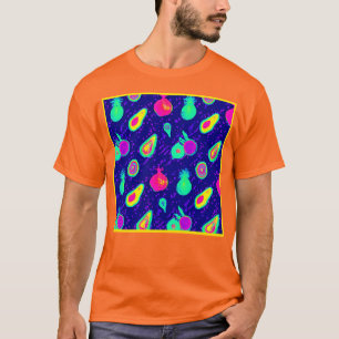 Vibrant Neon Fruits Pattern Design T-Shirt