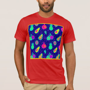 Vibrant Neon Fruits Pattern Design T-Shirt