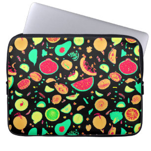 Vibrant Neon Fruits Pattern Laptop Sleeve