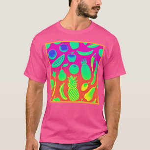 Vibrant Neon Fruits Pattern T-Shirt