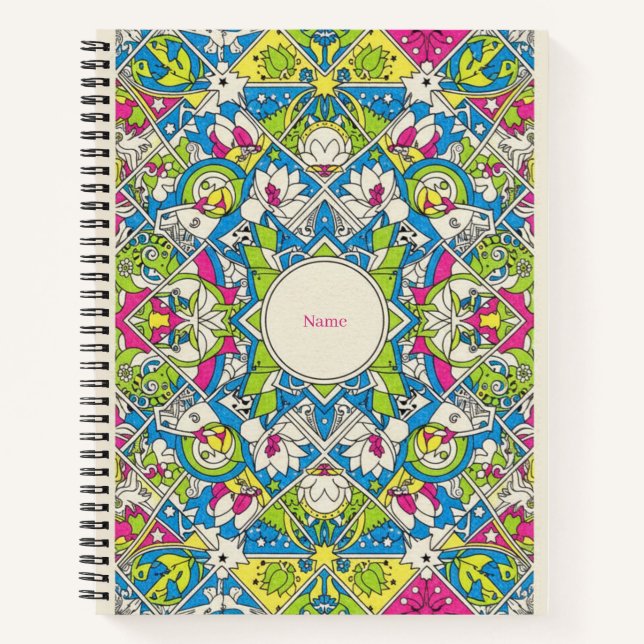 Vibrant Neon Geometric Mandala Nooracle Journal (Front)