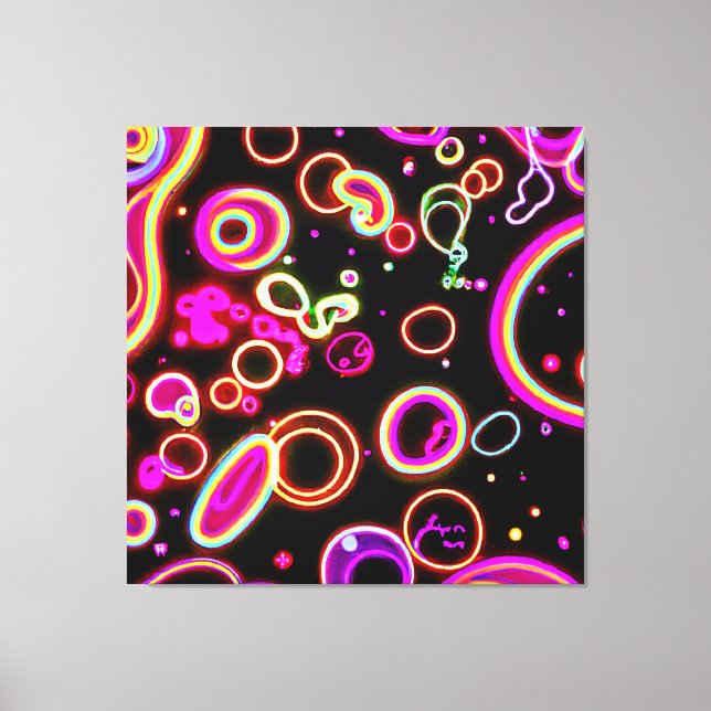 Vibrant Neon Glow Pattern Canvas Print (Front)