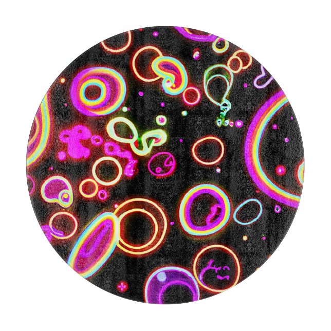Vibrant Neon Glow Pattern Cutting Board (Front)