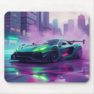 Vibrant Neon Hyper Car Mousepad