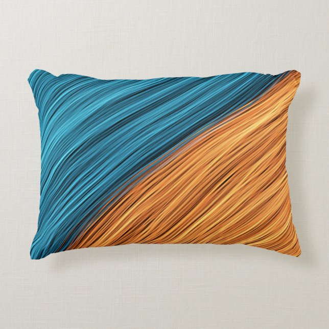 Vibrant Neon Light Strands of Blue and Orange Decorative Cushion (Front)
