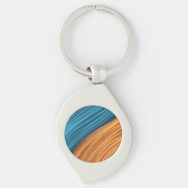 Vibrant Neon Light Strands of Blue and Orange Key Ring (Front)