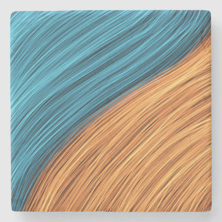 Vibrant Neon Light Strands of Blue and Orange Stone Coaster