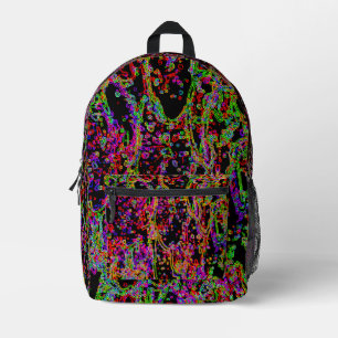 Vibrant Neon Multicolored Curvy Line Pattern Printed Backpack