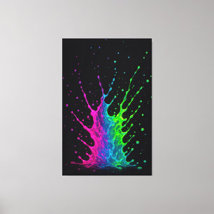 Vibrant Neon Paint Splash Abstract Wall Art