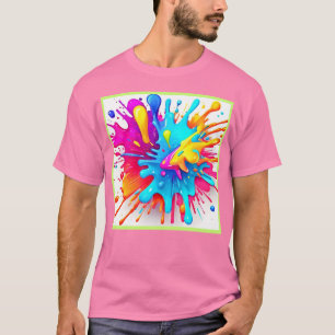 Vibrant Neon Paint Splash Art T-Shirt