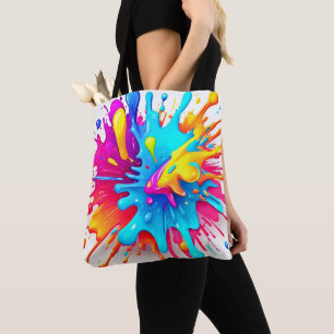 Vibrant Neon Paint Splash Art Tote Bag