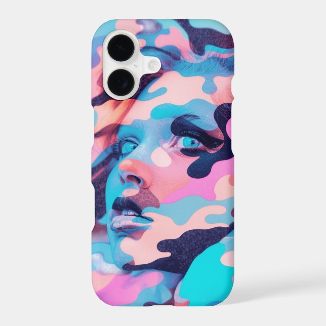 Vibrant Neon Pastel Camo Abstract Phone Case (Back)