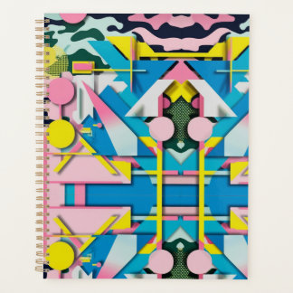 Vibrant Neon Pastel Camo Abstract Weekly Planne Planner