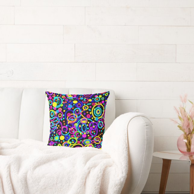 Vibrant Neon Pattern Art Design Cushion (Couch)
