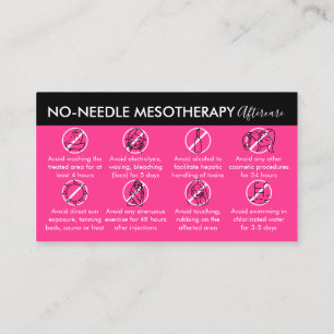 Vibrant Neon Pink No-Needle Mesotherapy Aftercare Business Card