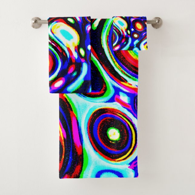 Vibrant Neon Pulse Pattern Bath Towel Set (Insitu)