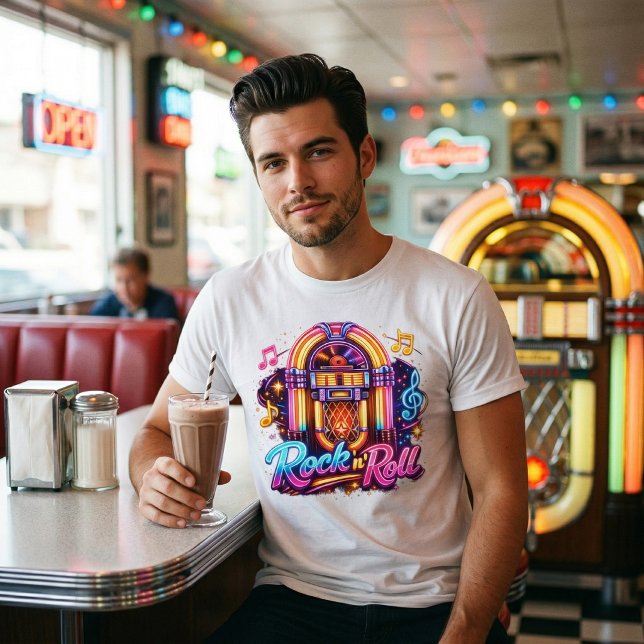 Vibrant Neon Rock 'n' Roll Jukebox Tri-Blend Shirt (Creator Uploaded)