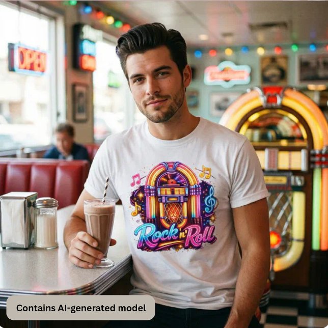 Vibrant Neon Rock 'n' Roll Jukebox Tri-Blend Shirt (Creator Uploaded)