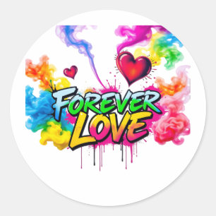 Vibrant Neon Smoke Graffiti Classic Round Sticker