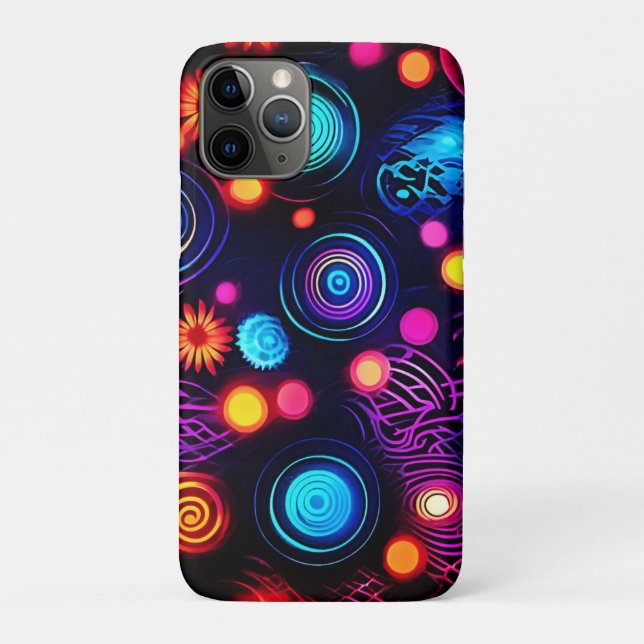 Vibrant Neon Spiral and Dot Art Case-Mate iPhone Case (Back)