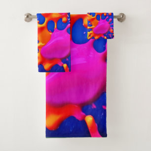 Vibrant Neon Splashes on Dark Canvas Bath Towel Set