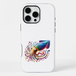 Vibrant Neon Squid – Glowing Colorful Deep Sea Cre iPhone 16 Pro Max Case
