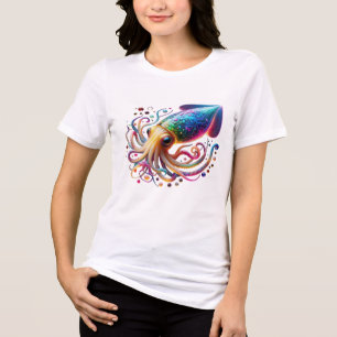 Vibrant Neon Squid – Glowing Colorful Deep Sea Cre Tri-Blend Shirt
