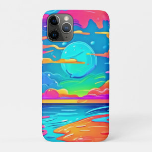 Vibrant Neon Sunset Over Ocean Waves Case-Mate iPhone Case