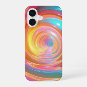 Vibrant Neon Swirl Abstract Art iPhone 16 Case
