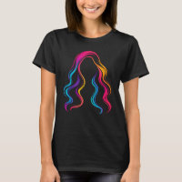 Vibrant Neon Wavy Hair Minimalist Illustration
