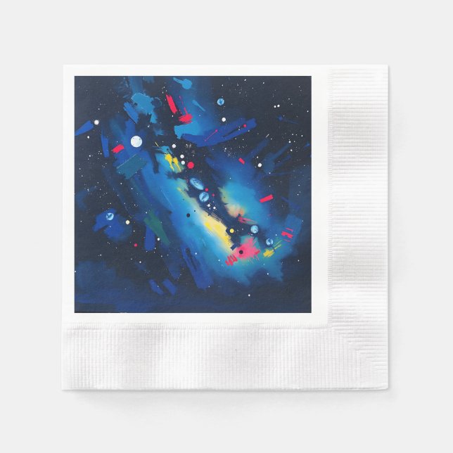 Vibrant Night Sky Abstract Napkin (Front)