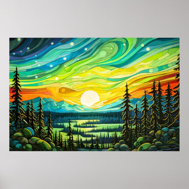 Vibrant Night Sky At Sunset Poster (Front)