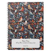 Vibrant Nordic Floral And Bird Pattern Personalise
