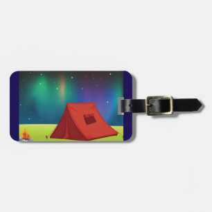 Vibrant Northern Lights Camping Tent Night Luggage Tag