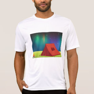 Vibrant Northern Lights Camping Tent Night T-Shirt