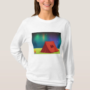 Vibrant Northern Lights Camping Tent Night T-Shirt