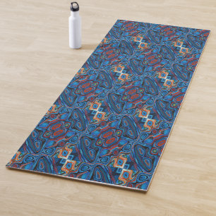 Vibrant Ocean Blue Liquid Marble Yoga Mat