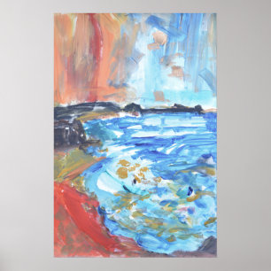 Vibrant Ocean Cove Expressionist Poster