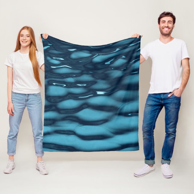Vibrant Ocean Current Texture Fleece Blanket (In Situ)