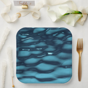 Vibrant Ocean Current Texture Paper Plate