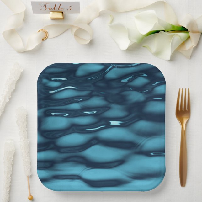 Vibrant Ocean Current Texture Paper Plate (Wedding)
